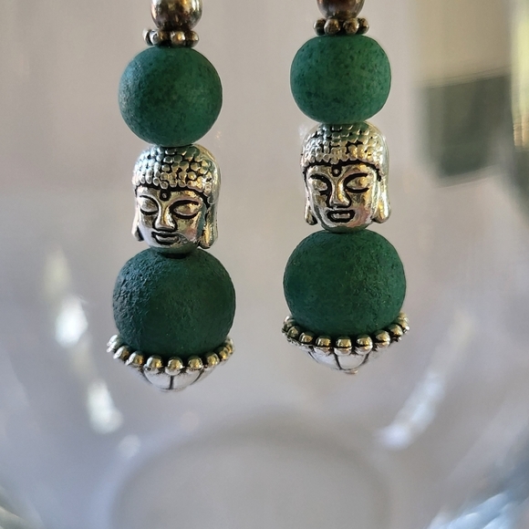 Namaste Buddha handcrafted earrings - Picture 2 of 2